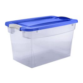 2x Cubo de almacenaje con Tapa, Plástico, Transparente, 28 l