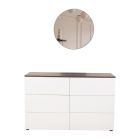 Gavetero de 6 cajones de melamina y espejo (75 x 76 x 120) cm