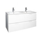 Mueble para baño con doble lavamanos y espejo