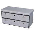 Ottoman lino base mdf gris soporta 130 kg (38 x 77 x 38) cm