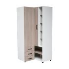 Clóset esquinero toulouse melamina blanco y bardolino (180 x 85 x 85) cm