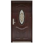 Puerta metálica con vitral derecha