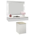 Set tocador fancy espejo + gavetero + banco color blanco (90 x 45 x 14) cm