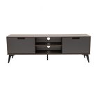 Mesa para TV con gavetero nogal con  2 puertas gris