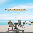 Set de jardín 4 sillas beige + mesa cuadrada de vidrio