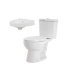 Combo de inodoro Ares de 2 piezas + lavamanos de colgar color blanco