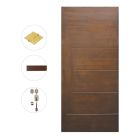 Puerta entamborada cedro asiático media luna sólida 207x95 cm 45 mm con acabado +  cerradura principal + bisagras + mocheta