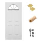 Combo de puerta metálica media luna 80-90x210cm + Mocheta + Bisagras + Cerradura