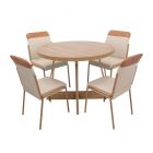 Combo mesa redonda melamina (76.5 x 100) cm + 4 sillas 