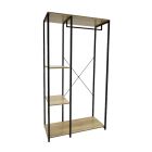 Estante para ropa fijo melamina y acero color negro/roble (167 x 90 x 40) cm