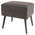 Ottoman lino base madera haya marrón soporta 200 kg (46.5 x 48 x 37) cm