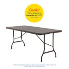 Mesa plegable rectangular tipo ratán café (72.5 x 74 x 180) cm capacidad 100 kg
