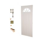Combo de puerta metálica media luna 80-90x210cm + Mocheta + Bisagras + Cerradura