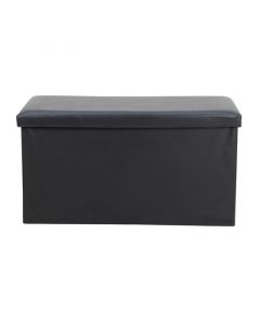 Ottoman cuerina base mdf negro soporta 130 kg (41 x 77 x 41) cm