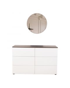 Gavetero de 6 cajones de melamina y espejo (75 x 76 x 120) cm