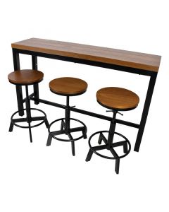 Set de mesa + 3 bancos tipo barra color café