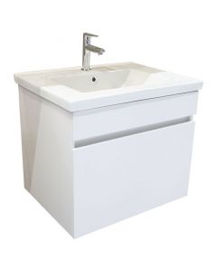 Mueble de baño texas pvc 60x46x50 cm blanco incluye lavamanos y espejo