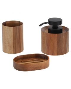 Set de accesorios de baño 3 piezas mate marrón