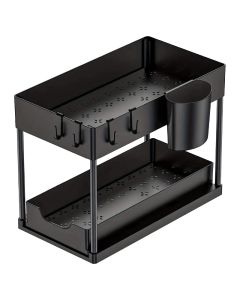 Organizador baño 2 niveles negro mate Basic Living