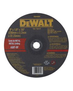 Disco de corte metal 9" 3. 18mm dewalt