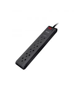Regleta con 6 tomas y cable de 0.9mt negra forza