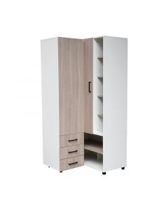 Clóset esquinero toulouse melamina blanco y bardolino (180 x 85 x 85) cm
