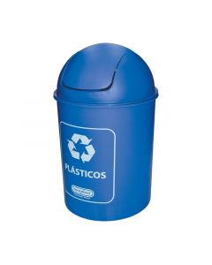 Basurero reciclaje plásticos 20 l azul cilíndrico