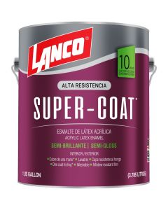 Pintura látex Super Coat blanco semibrillante 3.78 L (1gal) Lanco