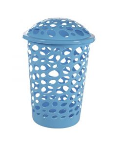 Canasta plástica redonda variedad de colores con tapa 60 l