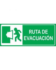 Rótulo Ruta evacuacion izquierda
