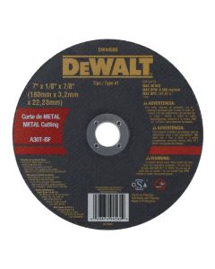 Disco de corte metal 7" 3. 18mm dewalt