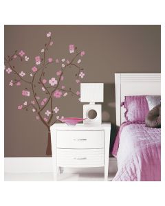 Sticker decorativo estilo árbol cerezo color rosa