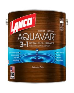 Barniz base agua Aquavar marrón oscuro 3.78 L (1gal) Lanco