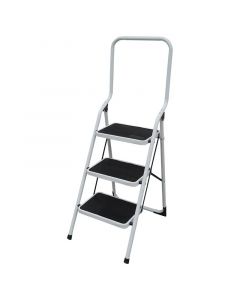 Escalera plegable de acero 3 peldaños 90 cm soporta hasta 150 kg