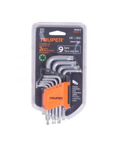 Juego de 9 llaves torx con organizador abatible Truper