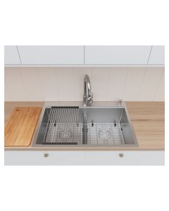 Fregadero todo en uno acero inoxidable montaje dual 2 bateas (83 x 56) cm Aqua Nuova Deluxe