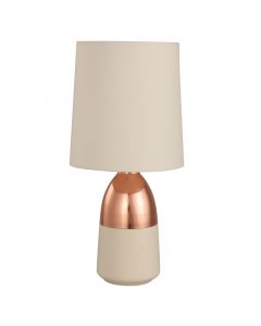 Lámpara de mesa moderna crema y cobre 1 luz e27 22227