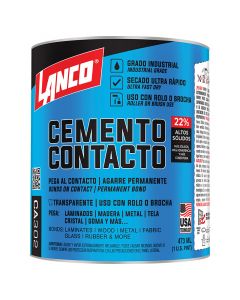 Cemento contacto interior y exterior 473 mL (16 oz) Lanco