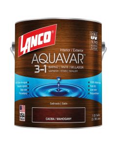 Barniz base agua Aquavar caoba 3.78 L (1gal) Lanco