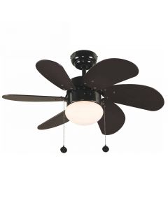 Ventilador techo 32" 6 aspas 1 luz negro designers lighting