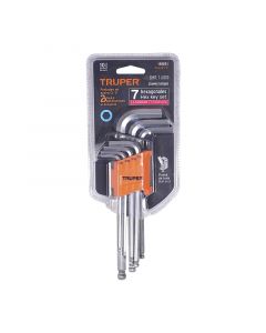 Juego 7 llaves allen std punta bola con organizador Truper