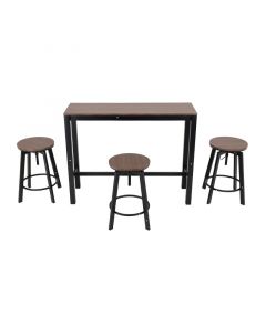 Set de mesa + 3 bancos tipo barra color café