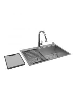 Fregadero todo en uno acero inoxidable montaje dual 2 bateas (83 x 56) cm Aqua Nuova Deluxe