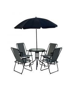 Set patio negro con sombrilla Basic Living