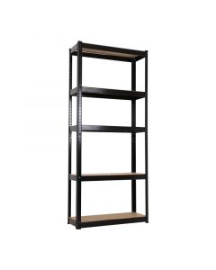 Estante acero uso pesado 5 niveles (174 X 75 X 30) cm 75 kg por nivel carga maxima 375 kg negro