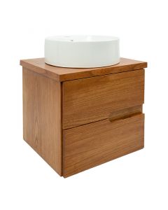 Mueble de baño de cedro 57x60x52 cm café incluye lavamanos de sobreponer y espejo