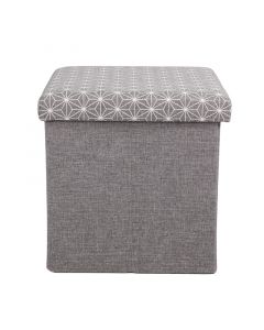 Ottoman lino base mdf gris soporta 130 kg (38 x 38 x 38) cm