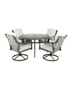 Comedor 4 sillas giratorias y mesa metal gris claro