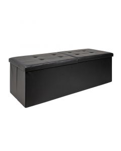 Ottoman cuerina base mdf negro soporta 130 kg (38 x 110 x 38) cm