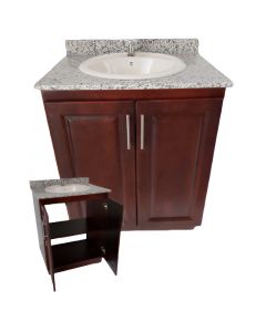 Mueble de cedro y granito con gabinete para baño 60 x 55 x 87cm